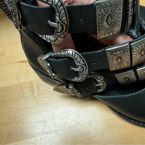 Jeffrey Campbell Black Leather Western Boots with Accents Size 9 - Picture 2 of 5